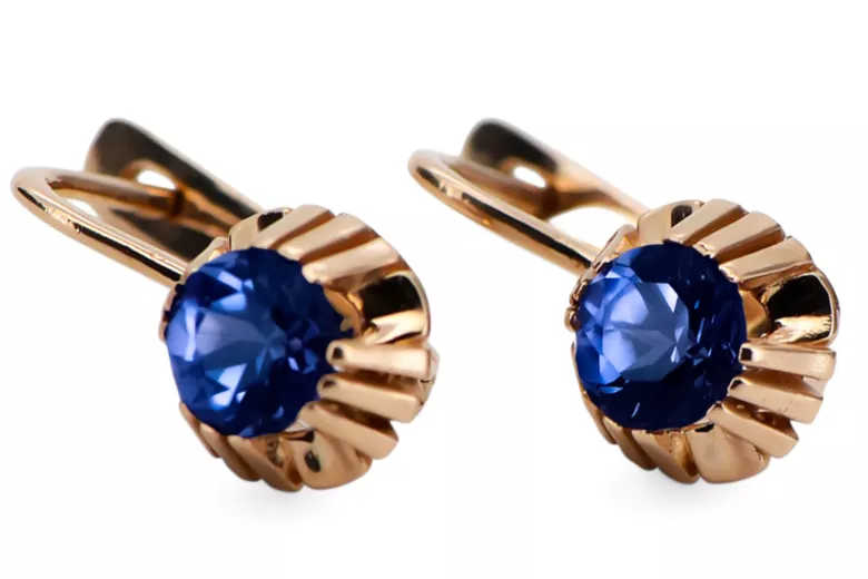 Cercei Safir Original vintage din aur roz de 14k Vintage Craft  vec027r